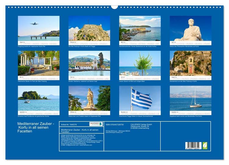 Produktbild: Mediterraner Zauber - Korfu in all seinen Facetten (Wandkalender 2026 DIN A2 quer), CALVENDO Monatskalender