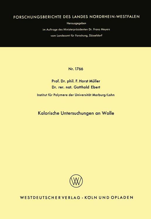 Produktbild: Kalorische Untersuchungen an Wolle