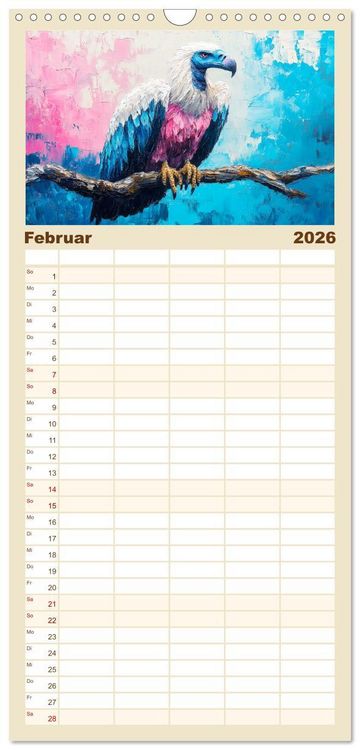 Produktbild: Familienplaner 2026 - Greifv&ouml;gel. Majest&auml;tische Luftakrobaten in &Ouml;loptik mit 5 Spalten (Wandkalender, 21 x 45 cm) CALVENDO
