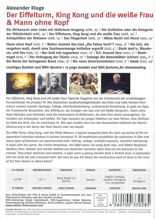 Produktbild: Der Eiffelturm/King Kong und die wei&szlig;e Frau/Mann ohne Kopf - Edition Filmmuseum [2 DVDs]