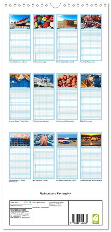 Produktbild: Familienplaner 2026 - Fischkunst und Fischergl&uuml;ck mit 5 Spalten (Wandkalender, 21 x 45 cm) CALVENDO