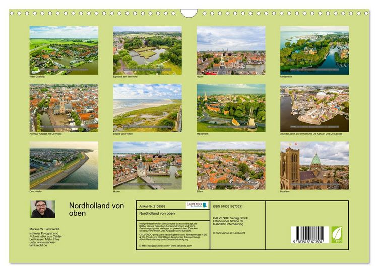Produktbild: Nordholland von oben (Wandkalender 2026 DIN A3 quer), CALVENDO Monatskalender