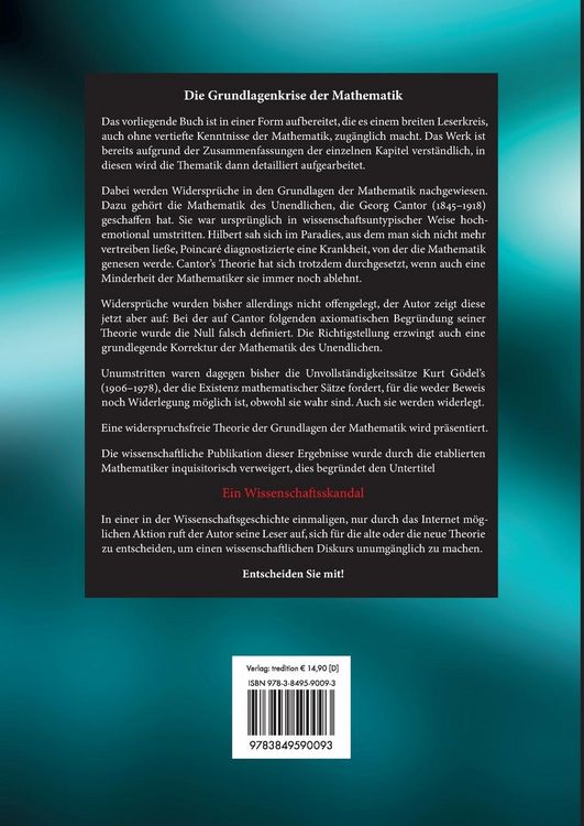 Produktbild: Die Grundlagenkrise der Mathematik - Ein Wissenschaftsskandal