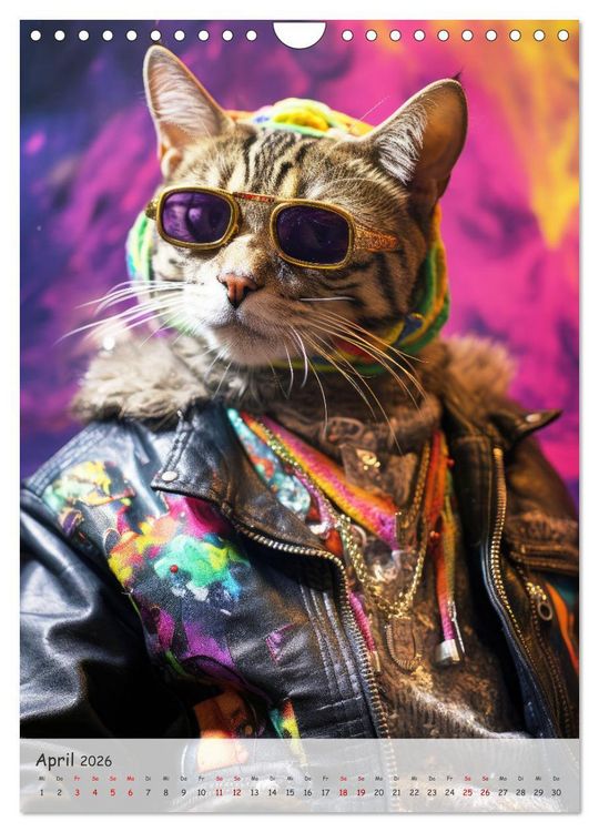 Produktbild: Katzen im lustigen Gangsterlook (Wandkalender 2026 DIN A4 hoch), CALVENDO Monatskalender