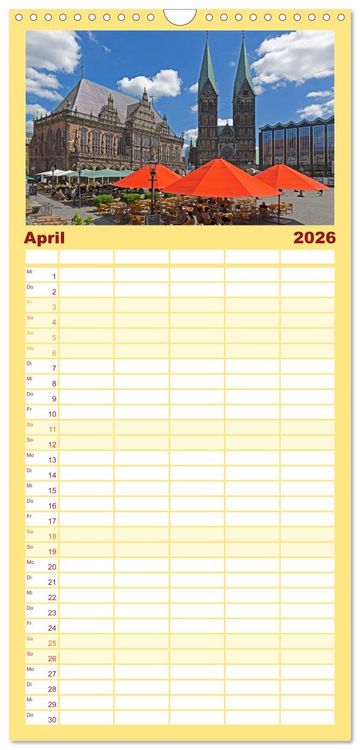 Produktbild: Familienplaner 2026 - Ansichten von Bremen und Bremerhaven mit 5 Spalten (Wandkalender, 21 x 45 cm) CALVENDO