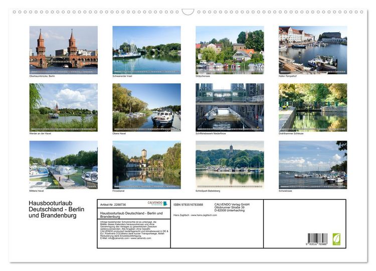 Produktbild: Hausbooturlaub Deutschland - Berlin und Brandenburg (Wandkalender 2027 DIN A2 quer), CALVENDO Monatskalender