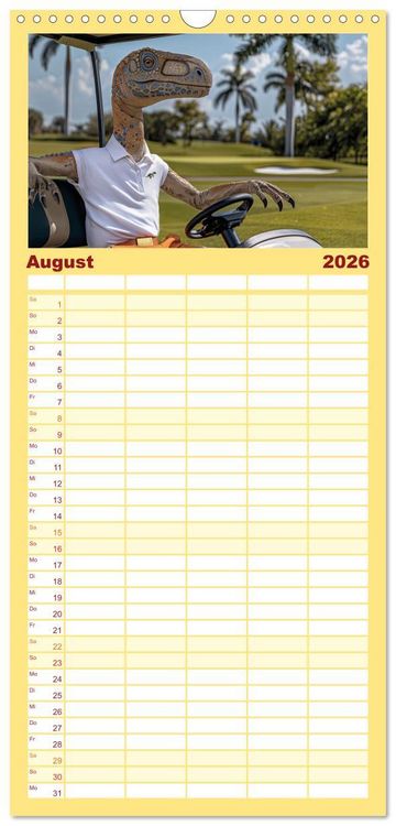 Produktbild: Familienplaner 2026 - Reiche Dinos. Sie leben &ndash; im Luxus. mit 5 Spalten (Wandkalender, 21 x 45 cm) CALVENDO