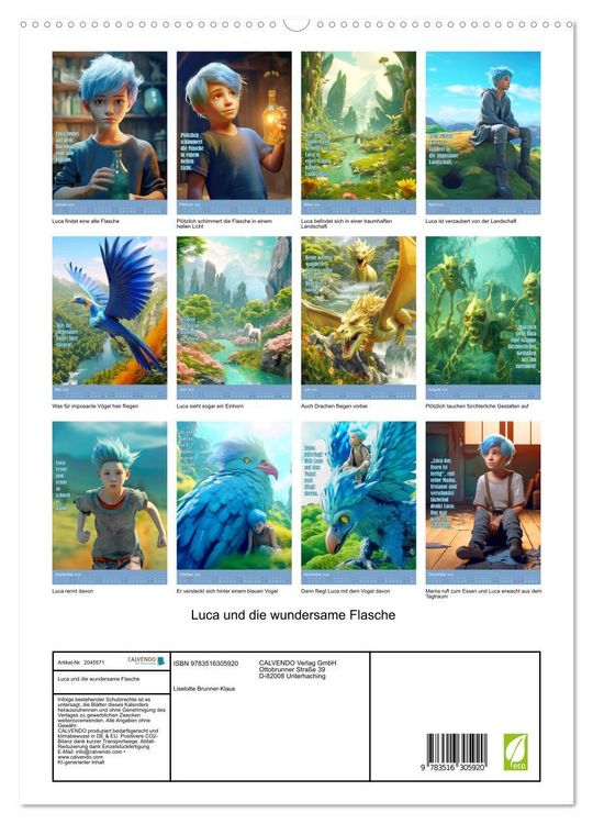 Produktbild: Luca und die wundersame Flasche (hochwertiger Premium Wandkalender 2026 DIN A2 hoch), Kunstdruck in Hochglanz