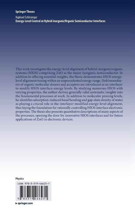 Produktbild: Energy-Level Control at Hybrid Inorganic/Organic Semiconductor Interfaces
