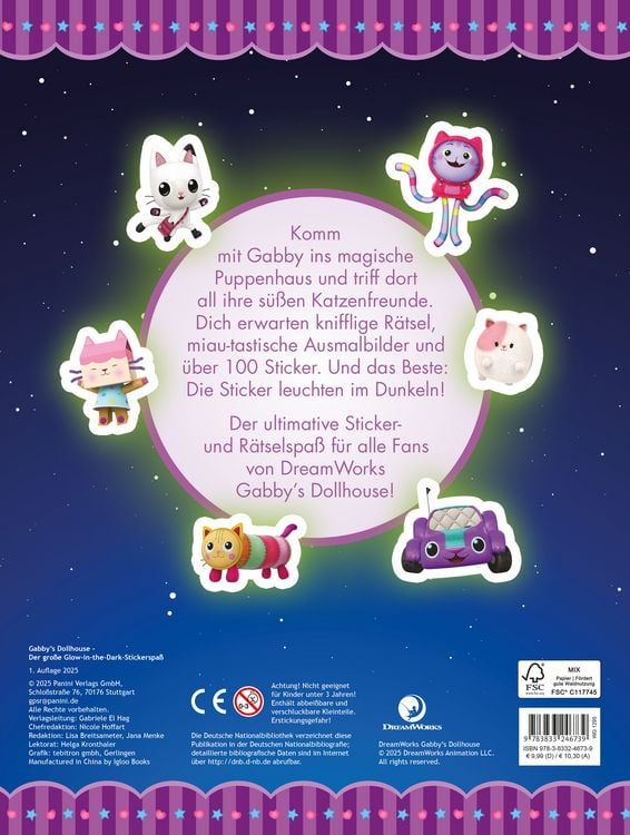 Produktbild: Gabby's Dollhouse: Der gro&szlig;e Glow-in-the-Dark-Stickerspa&szlig;: Stickern - R&auml;tseln - Ausmalen