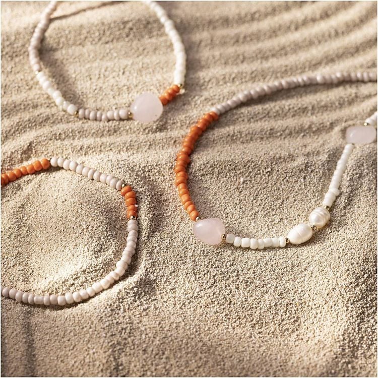 Produktbild: Creativ Company DIY Sets Beads Mini Kreativ Set Schmuck, Halskette und Armband aus Rosenquarz, Kreativ Box