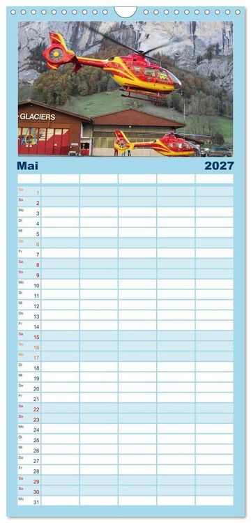 Produktbild: Familienplaner 2027 - Helikopter in der Luft mit 5 Spalten (Wandkalender, 21 x 45 cm) CALVENDO