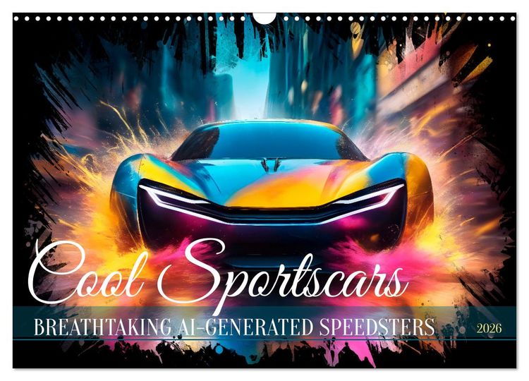 Produktbild: COOL SPORTSCARS Breathtaking AI-generated speedsters (Wall Calendar 2026 DIN A3 landscape), CALVENDO 12 Month Wall Calendar