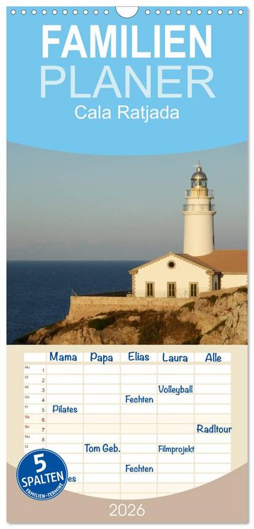 Produktbild: Familienplaner 2026 - Cala Ratjada mit 5 Spalten (Wandkalender, 21 x 45 cm) CALVENDO