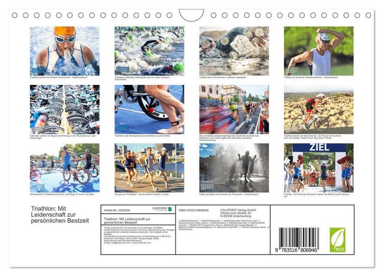 Produktbild: Triathlon: Mit Leidenschaft zur pers&ouml;nlichen Bestzeit (Wandkalender 2027 DIN A4 quer), CALVENDO Monatskalender
