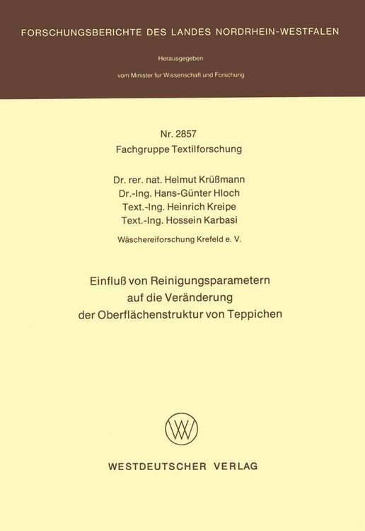 Produktbild: Einflu&szlig; von Reinigungsparametern auf die Ver&auml;nderung der Oberfl&auml;chenstruktur von Teppichen