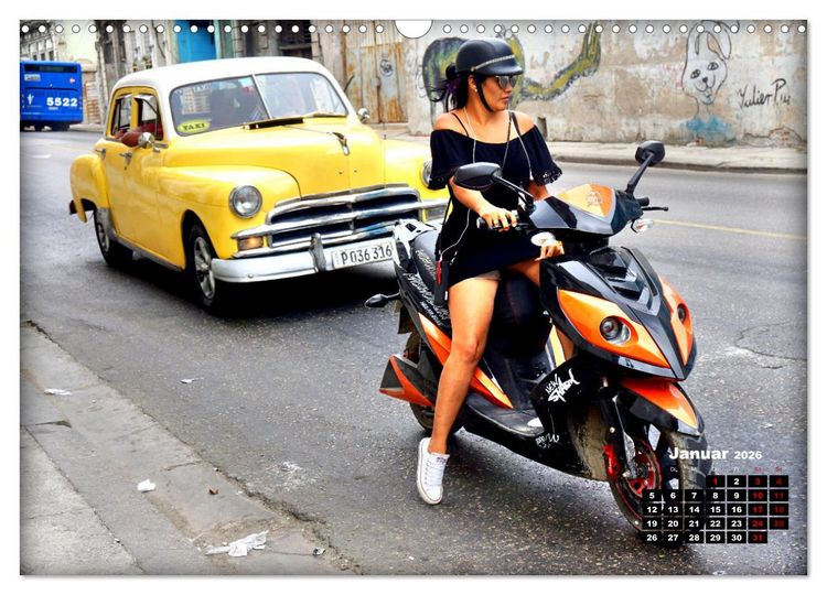 Produktbild: Motorroller - Oldtimer und Youngtimer in Kuba (Wandkalender 2026 DIN A3 quer), CALVENDO Monatskalender