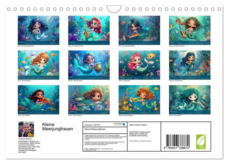 Produktbild: Kleine Meerjungfrauen (Wandkalender 2026 DIN A4 quer), CALVENDO Monatskalender
