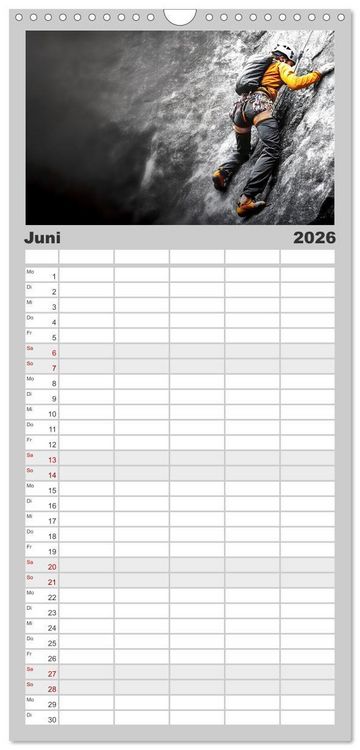 Produktbild: Familienplaner 2026 - Klettern - die H&ouml;henangst &uuml;berwinden mit 5 Spalten (Wandkalender, 21 x 45 cm) CALVENDO