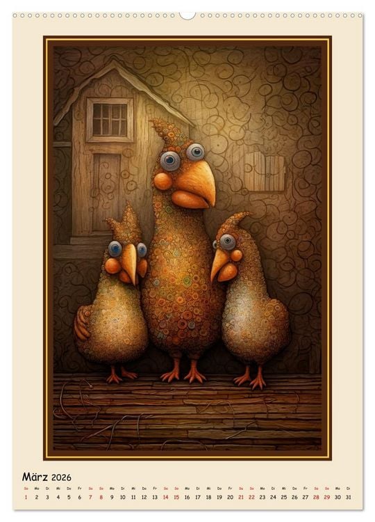 Produktbild: Bauernhoftiere - Humorvolle Karikaturen (Wandkalender 2026 DIN A2 hoch), CALVENDO Monatskalender