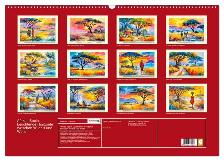 Produktbild: Afrikas Seele. Leuchtende Horizonte zwischen Wildnis und Weite (Wandkalender 2027 DIN A2 quer), CALVENDO Monatskalender