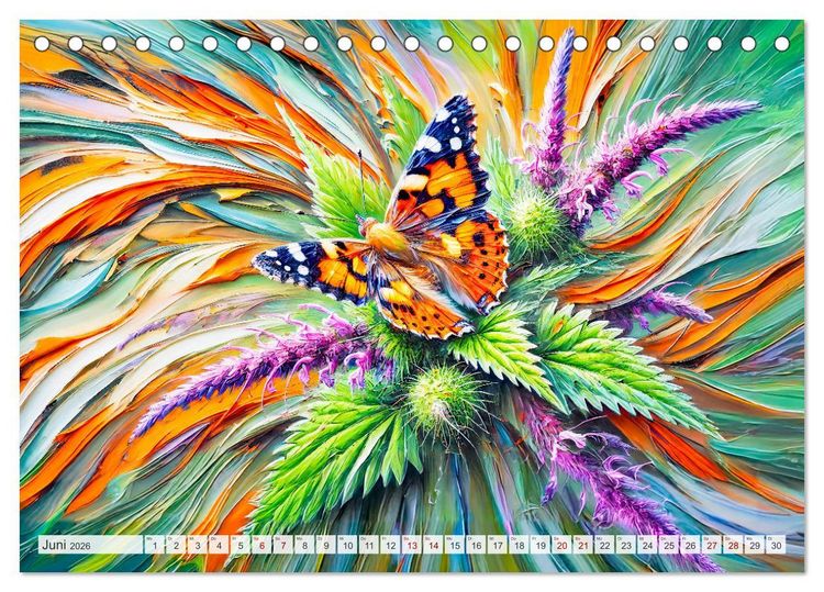 Produktbild: Schmetterlinge und ihre Blumenfreunde in lebhaften Farben (Tischkalender 2026 DIN A5 quer), CALVENDO Monatskalender