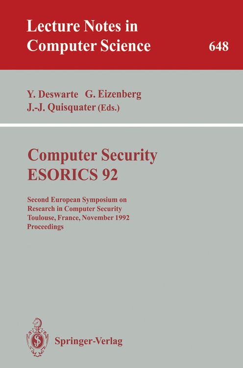 Produktbild: Computer Security - ESORICS 92