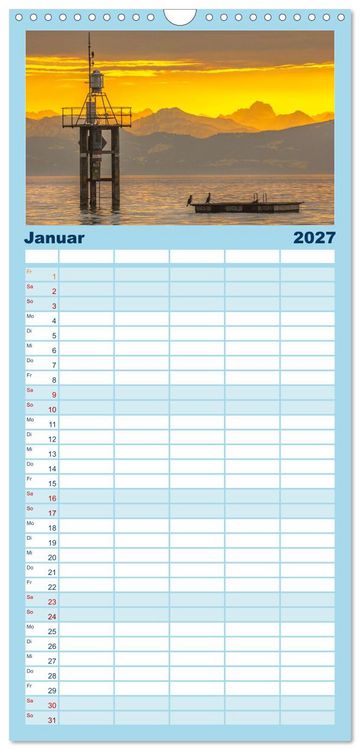 Produktbild: Familienplaner 2027 - Drei L&auml;nder ein See - Bodensee mit 5 Spalten (Wandkalender, 21 x 45 cm) CALVENDO