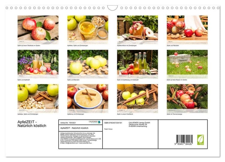 Produktbild: ApfelZEIT - Nat&uuml;rlich k&ouml;stlich (Wandkalender 2026 DIN A3 quer), CALVENDO Monatskalender