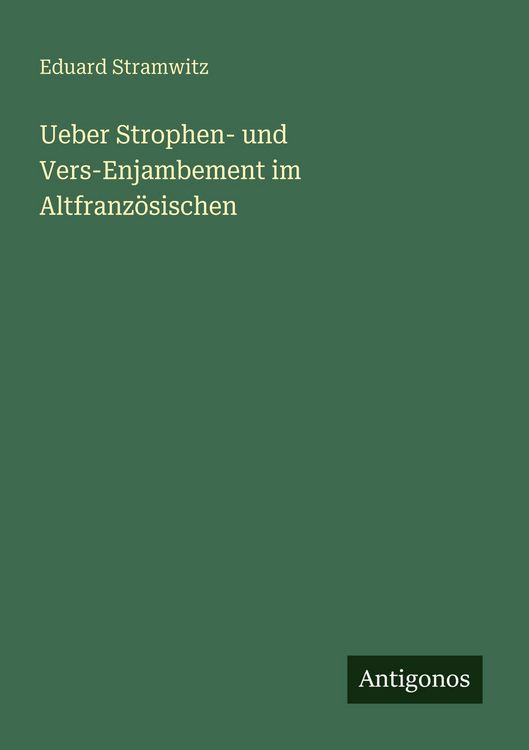 Produktbild: Ueber Strophen- und Vers-Enjambement im Altfranz&ouml;sischen