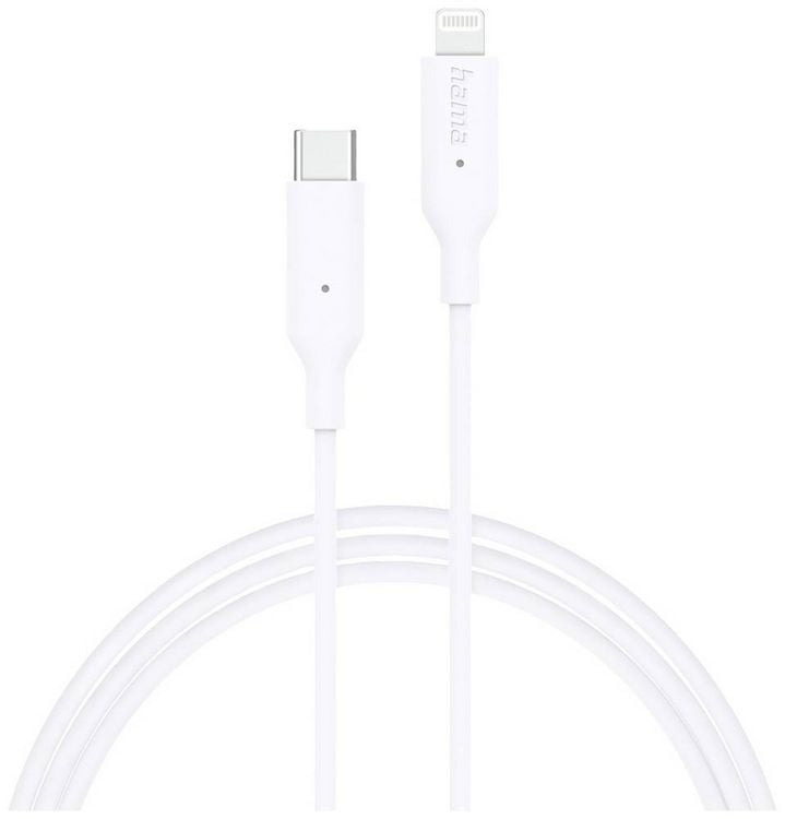 Produktbild: Hama USB-Ladekabel USB 2.0 Apple Lightning Stecker, USB-C&reg; Stecker 1.00 m Wei&szlig; 00201598