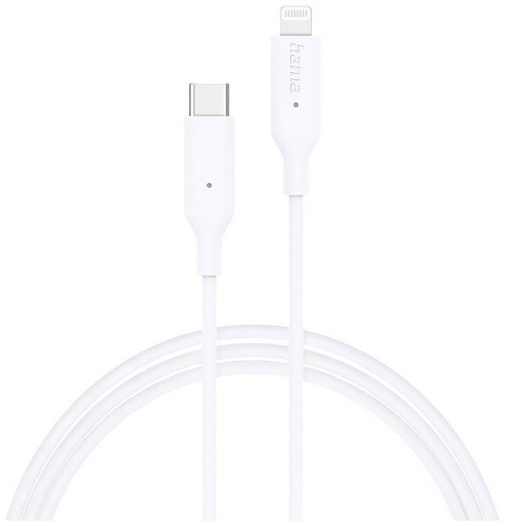 Produktbild: Hama USB-Ladekabel USB 2.0 Apple Lightning Stecker, USB-C&reg; Stecker 1.00m Wei&szlig; 00201598