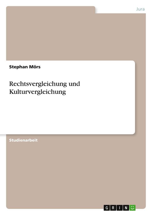 Produktbild: Rechtsvergleichung und Kulturvergleichung