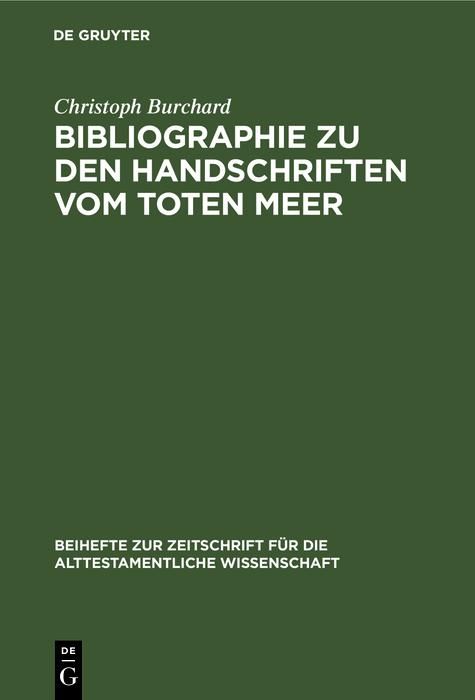Produktbild: Bibliographie zu den Handschriften vom Toten Meer