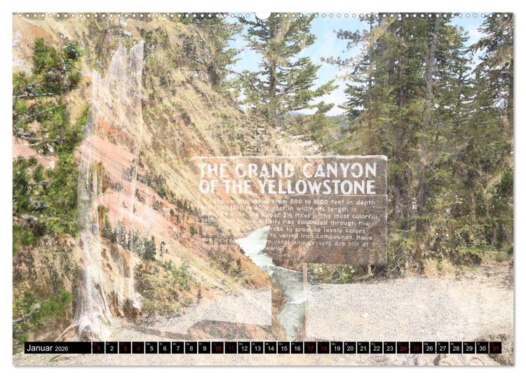 Produktbild: Wunderwelt Yellowstone 2026 (hochwertiger Premium Wandkalender 2026 DIN A2 quer), Kunstdruck in Hochglanz