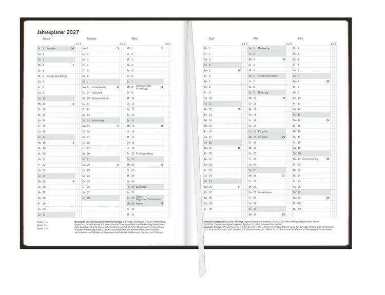 Produktbild: Terminer A6, Struktur schwarz 2027