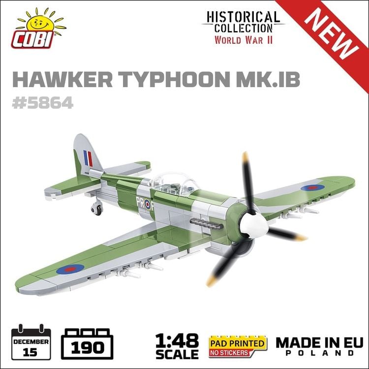 Produktbild: COBI Historical Collection 5864 - Hawker Typhoon NK.IB, WWII, 190 Klemmbausteine