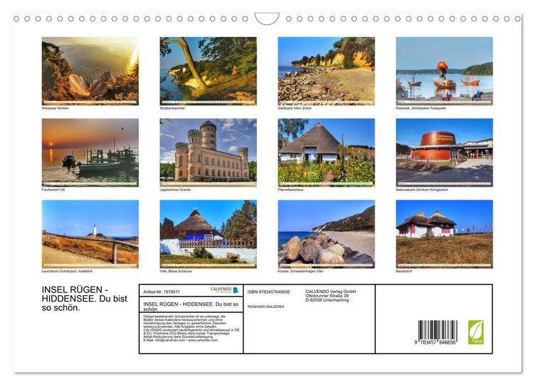 Produktbild: INSEL R&Uuml;GEN - HIDDENSEE. Du bist so sch&ouml;n. (Wandkalender 2026 DIN A3 quer), CALVENDO Monatskalender