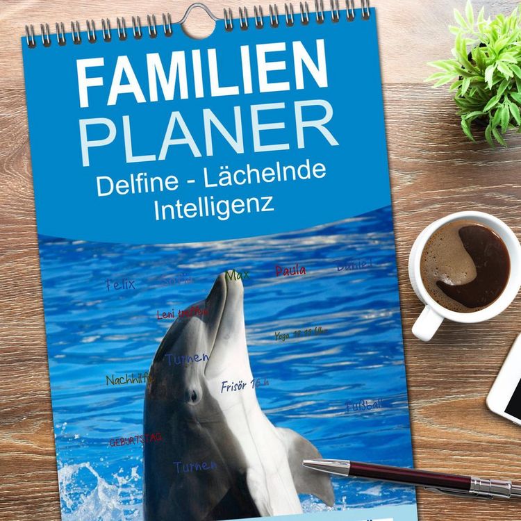 Produktbild: Familienplaner 2026 - Delfine - L&auml;chelnde Intelligenz mit 5 Spalten (Wandkalender, 21 x 45 cm) CALVENDO