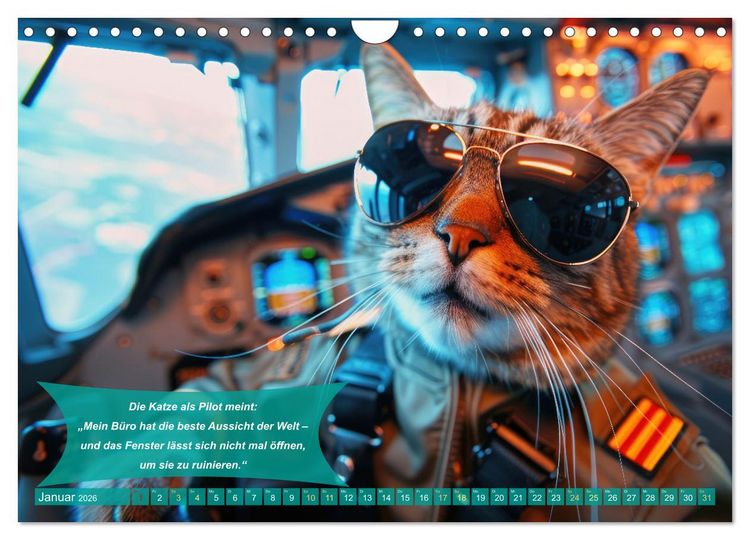 Produktbild: Der tierisch lustige Piloten-Kalender (Wandkalender 2026 DIN A4 quer), CALVENDO Monatskalender