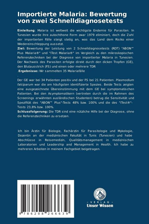 Produktbild: Importierte Malaria: Bewertung von zwei Schnelldiagnosetests