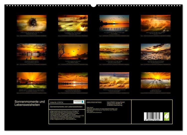 Produktbild: Sonnenmomente und Lebensweisheiten (hochwertiger Premium Wandkalender 2026 DIN A2 quer), Kunstdruck in Hochglanz