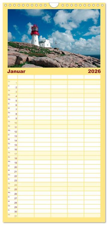 Produktbild: Familienplaner 2026 - Leuchtt&uuml;rme PUR mit 5 Spalten (Wandkalender, 21 x 45 cm) CALVENDO