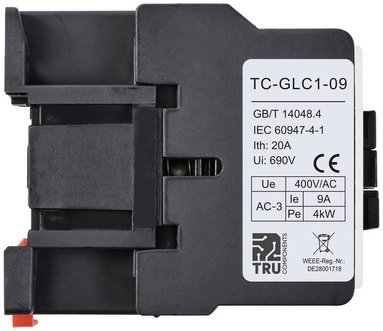 Produktbild: TRU COMPONENTS TC-GLC1-09 230V Sch&uuml;tz 3 Schlie&szlig;er 4kW 230 V/AC 9A 1St.