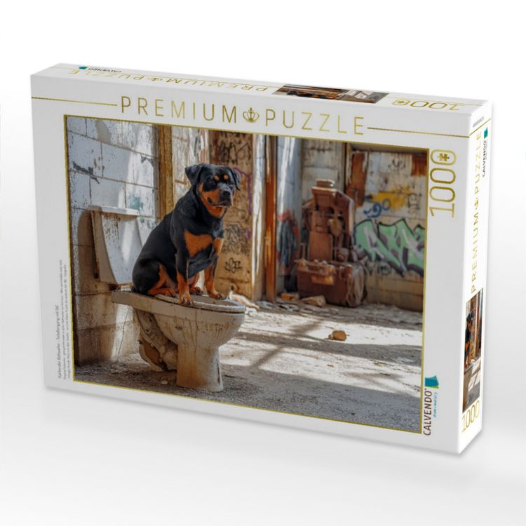 Produktbild: CALVENDO Puzzle Kackender Rottweiler - Toilettengang mit Stil | 1000 Teile Lege-Gr&ouml;&szlig;e 64x48cm Foto-Puzzle f&uuml;r gl&uuml;ckliche Stunden