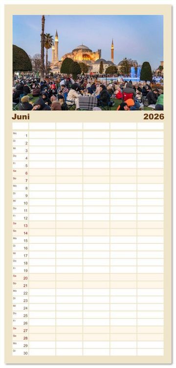 Produktbild: Familienplaner 2026 - Istanbul - Faszination Moschee mit 5 Spalten (Wandkalender, 21 x 45 cm) CALVENDO