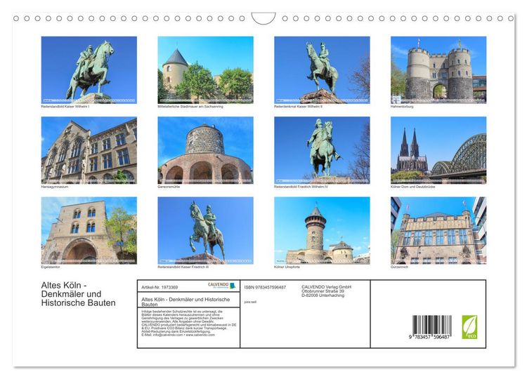 Produktbild: Altes K&ouml;ln - Denkm&auml;ler und Historische Bauten (Wandkalender 2026 DIN A3 quer), CALVENDO Monatskalender
