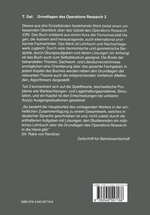 Produktbild: Grundlagen des Operations Research 3