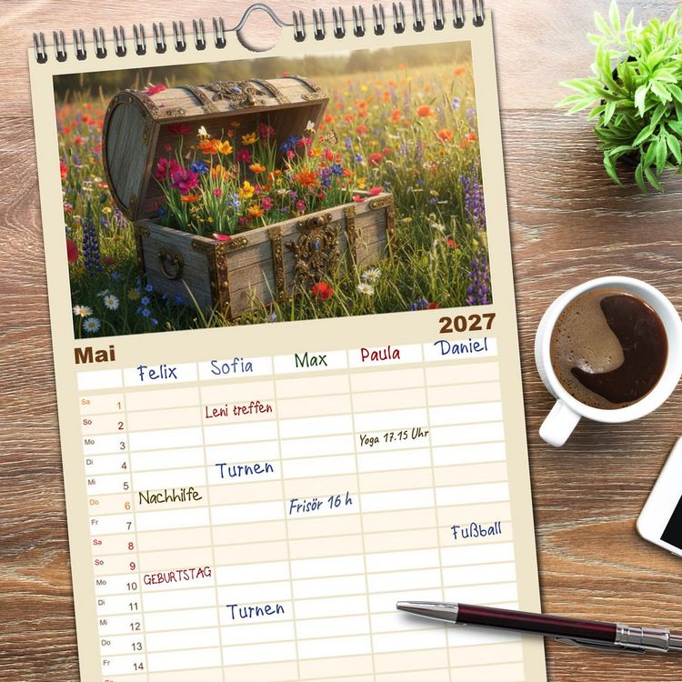 Produktbild: Familienplaner 2027 - Leben in einer Box mit 5 Spalten (Wandkalender, 21 x 45 cm) CALVENDO