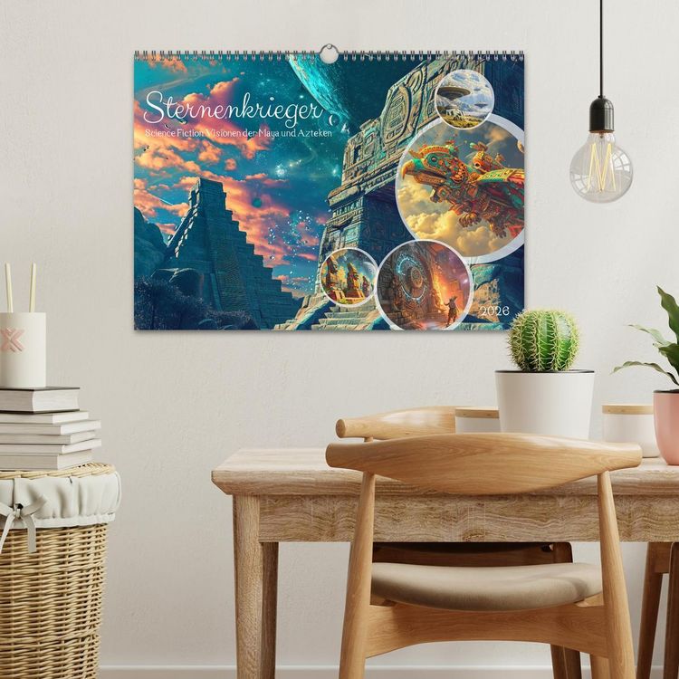 Produktbild: Sternenkrieger - Science Fiction Visionen der Maya und Azteken (Wandkalender 2026 DIN A3 quer), CALVENDO Monatskalender